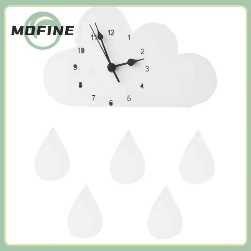 

Cute Cartoon Cloud Shape Raindrop Clock Nordic Style Wooden Mute Wall Clock Durable Living Room Bedroom Kid's Room Decoration