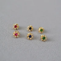 rhinestone zircon decor earrings korean style delicate mini flower 925 silver needle daily stud earrings