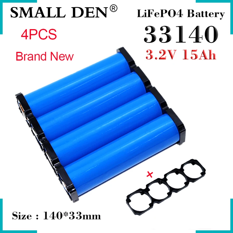 

4pcs New 3.2V 15Ah 33140 Battery Pack Lifepo4 High Current For 12V 4S 24V E-bike Scooter Motorcycle Home Power tool + Bracket