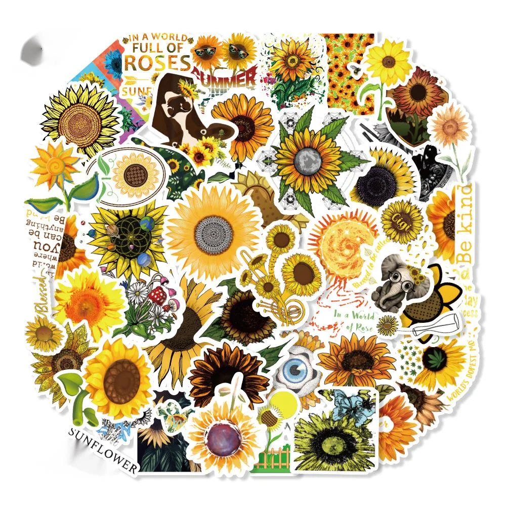 

10/30/50/100PCS Sunflower Stickers Diy Skateboard Guitar Laptop Motorcycle Travel Luggage Classic Toy Sticker Decorate