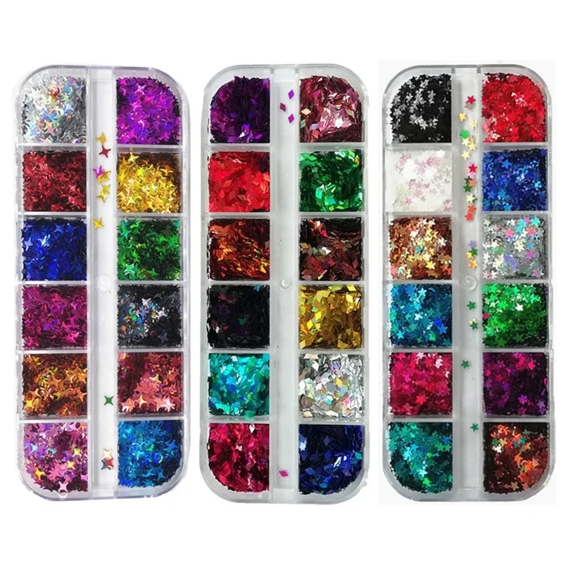 

Sparkle Nail Art Sequins Holographic Flakes Multi-Shapes Ultra-Thin Laser Confetti Glitter Sequins For Nail Art Decoration Tips