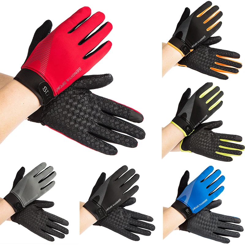 

1Pair Cycling Breathable Gloves Full Finger Touch Screen Non-Slip Ice Silk Glovessplit Fingers Anti-slip Breathable SpringAutumn