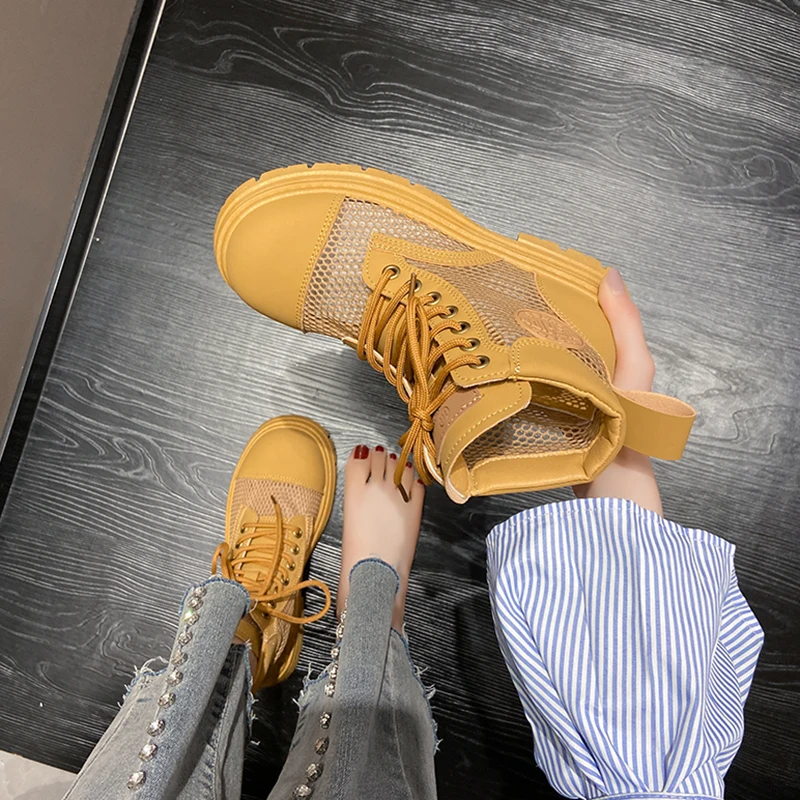 

Women's High Top Sneakers Casual Shoes Comfortable Mesh Breathable Lace Up Wedge Platform Vulcanized Shoes Sports Running Shoes
