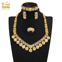 ethiopian jewelry sets plated for women african dubai wedding gifts bridal party necklace earrings bracelet ring set jewelery