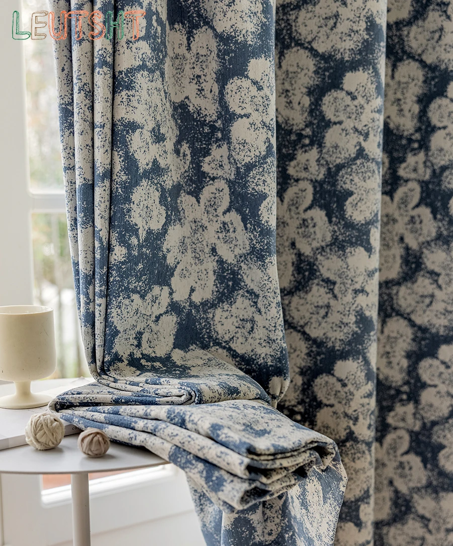 

European Style Chenille Jacquard Decoration Warm Living Room Bedroom Room Window Curtain Customized Finished Product Fabric
