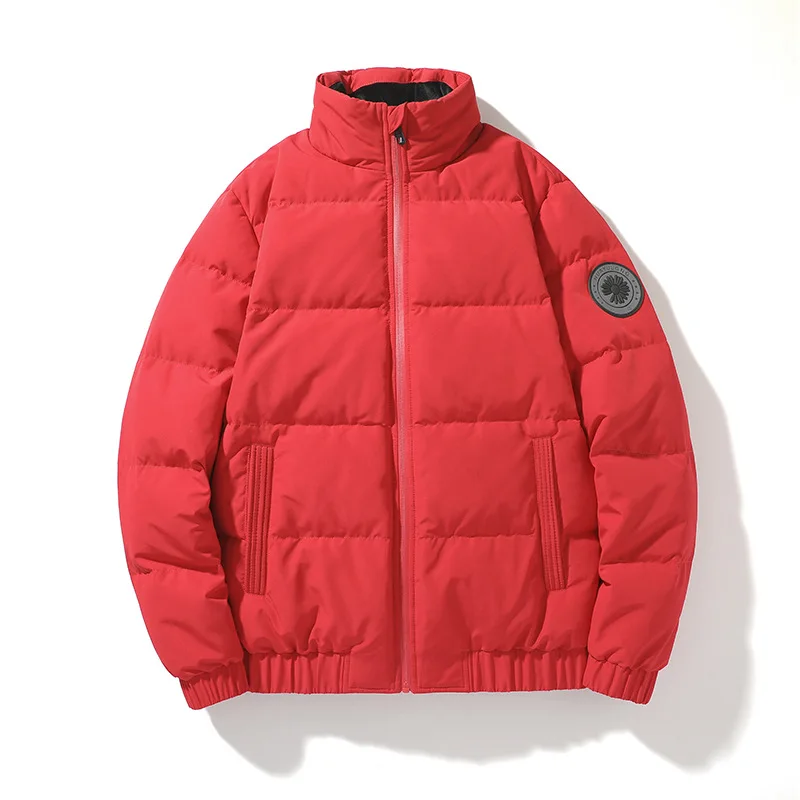 2022 Winter New Large Size Down Jacket Men's Solid Color Stand Collar Coat 80% Velvet White Eiderdown Warm Casual Men's Fashion