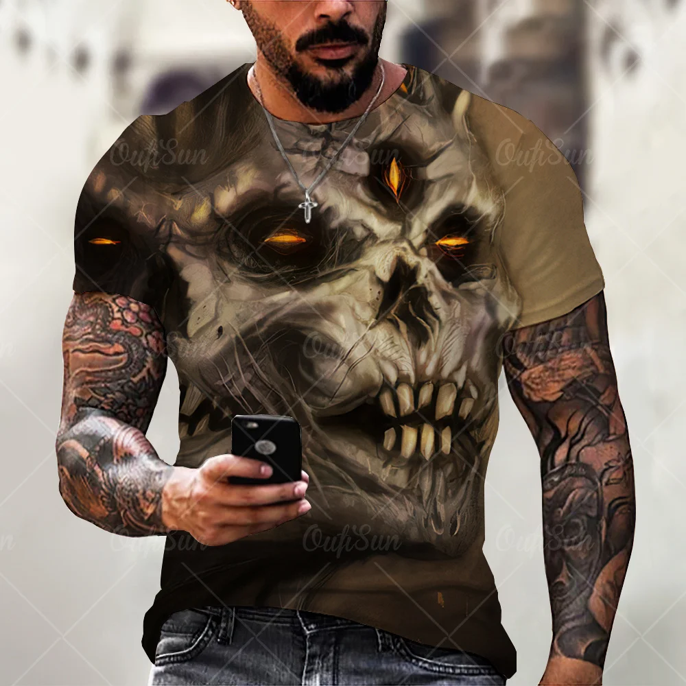 

Summer Skull T shirt Skeleton T-shirt gun Tshirt Gothic shirts Punk Tee vintage shirts 3d t-shirt anime male styles dropshipping