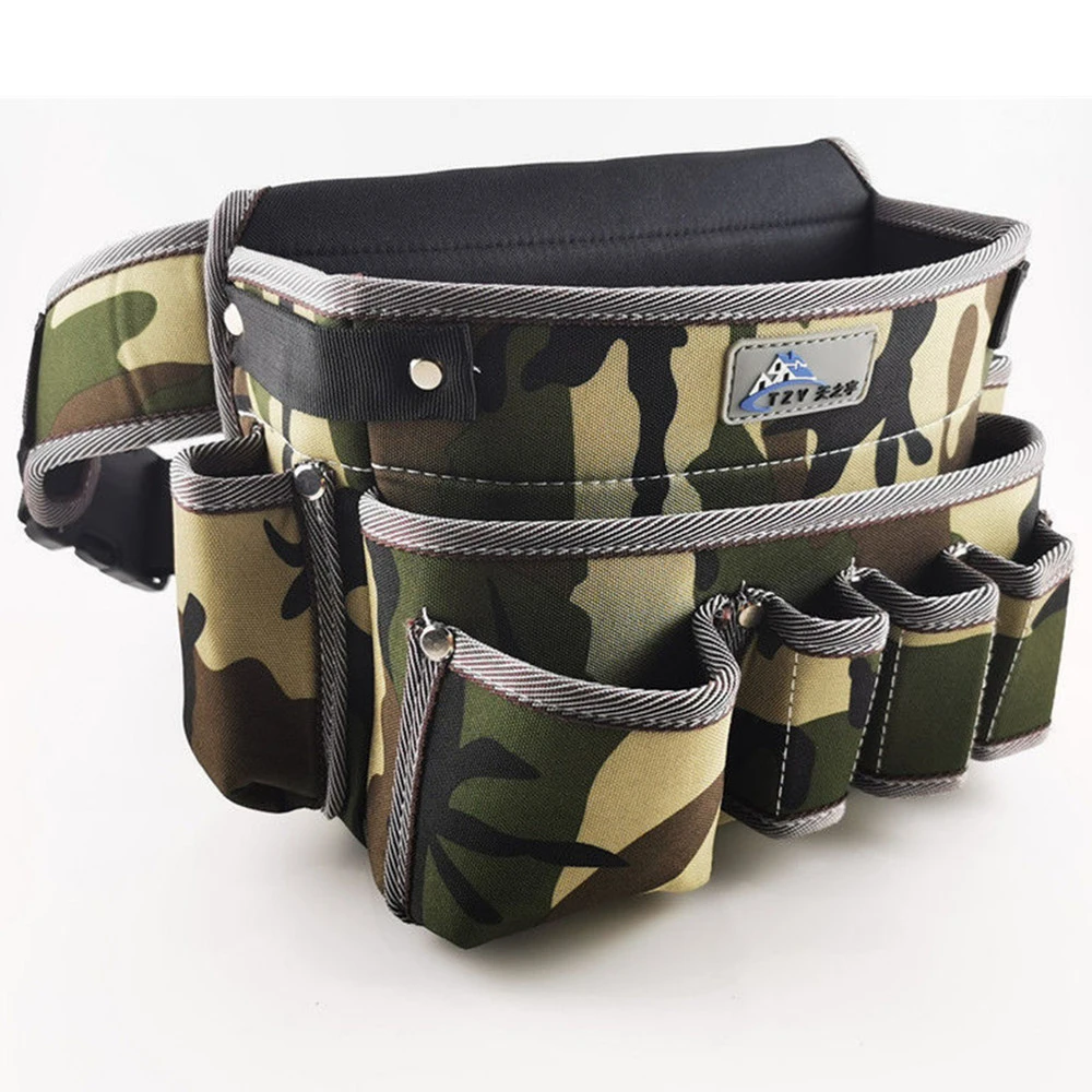 

Camouflage Wear-resistant Oxford Cloth Tool Bag Multifunction Repair Hardware Electrician Waist Bag Portable Storage Bag