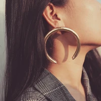 fashion big hoop earring crescent thick tube circle wedding bridal earrings for women girl party jewelry