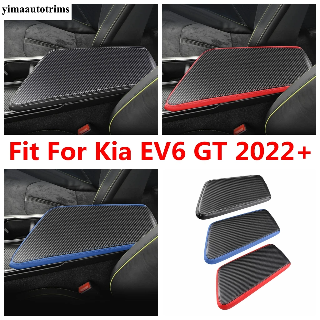 

Car Central Console Armrest Box Organizer PU Leather Mat Cover Interior For Kia EV6 GT 2022 2023 Blue/ Black / Red Accessories