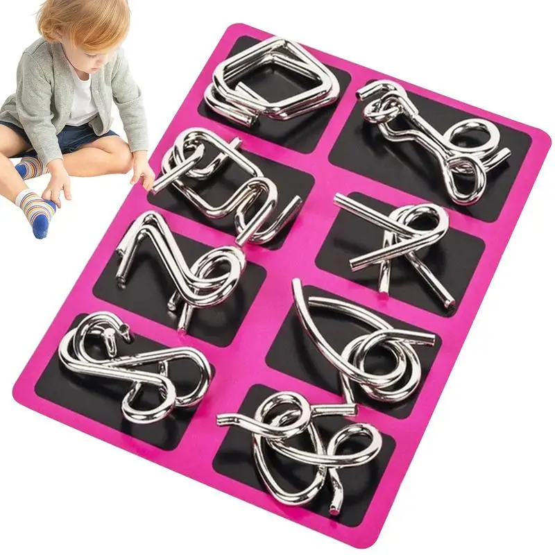 

Пазлы из металлической проволоки, игрушка-головоломка для мозга из 8 предметов, портативная железная разблокировка, блокировка игры, гибкая многофункциональная волшебная игрушка для трюков