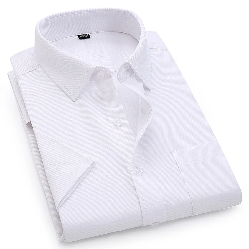 

2022 Men's Dress Casual Short Sleeved Shirt Twill White Blue Pink Male Shirt For Men Social Brand Shirts 4XL 5XL 6XL 8XL