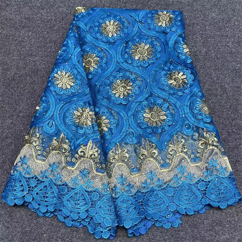 

Французская нигерийская органза, флокирование с бусинами, сетчатые кружева, африканский тюль, сетчатая ткань высокого качества для свадебн...