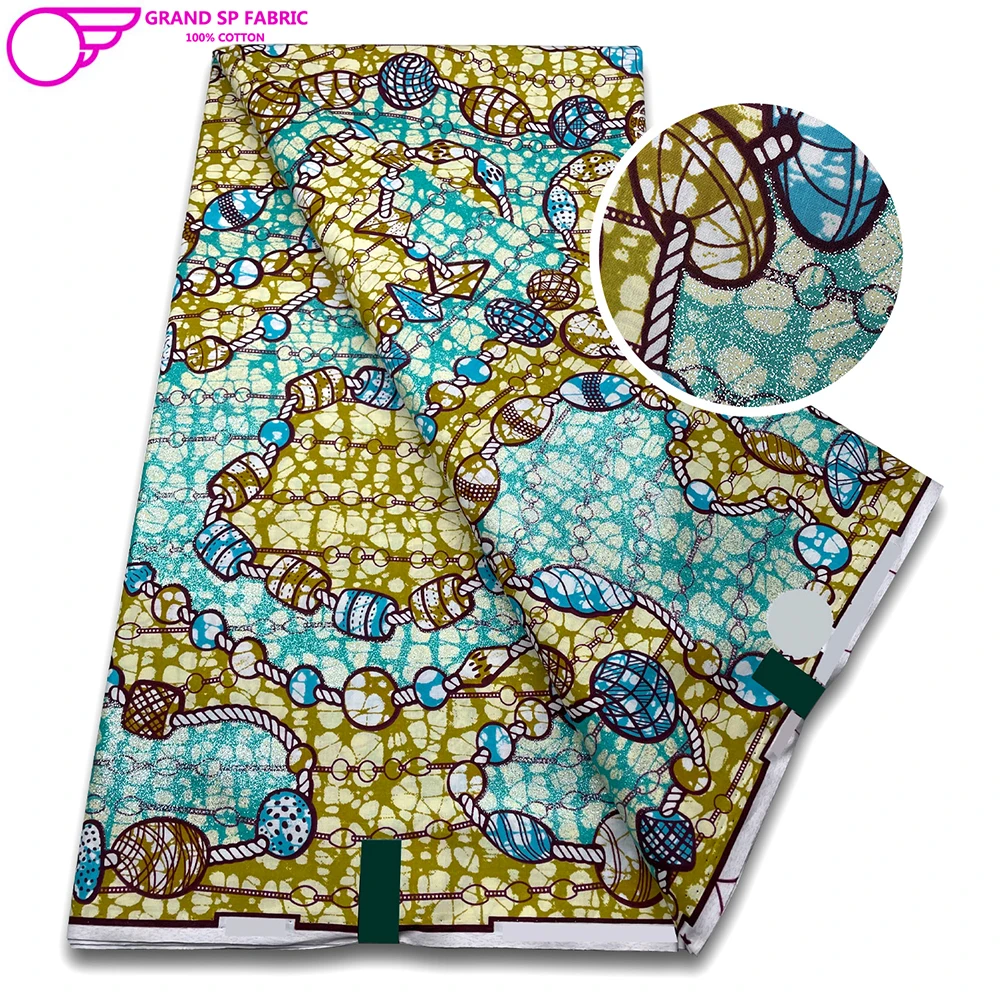 

Newest Grand Super Fabric 100% Cotton African Wax Fabric Wax Print Ankara Fabric For Sewing 6yards African Print Fabric VL-8