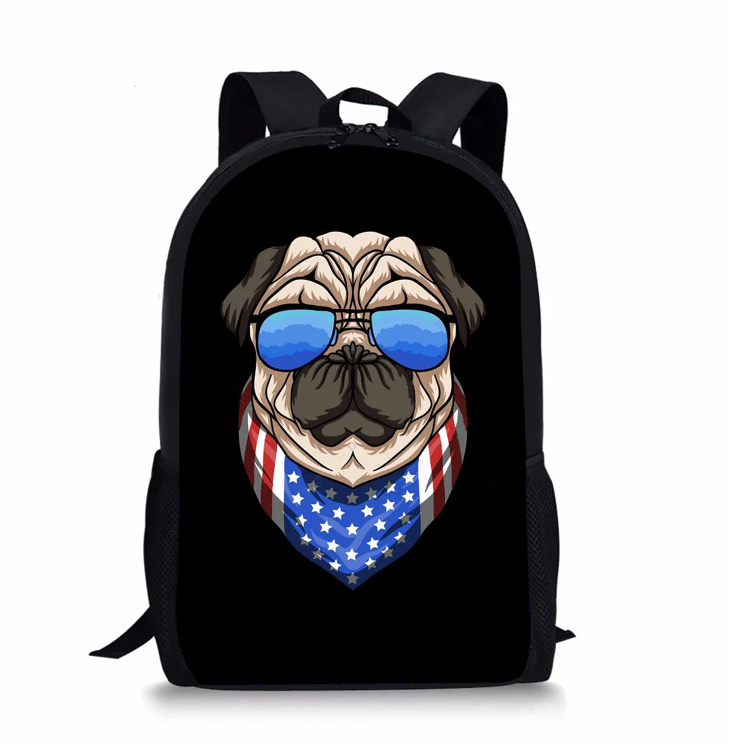 Bulldog Pattern School Bags for Boys Padded Back Multifunctional Teenagers Backpacks Waterproof Zipper Mochila Infantil College 