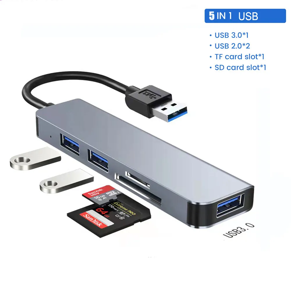 

Док-станция 5 в 1 с USB 3,0 и кардридером для SD/TF-карт