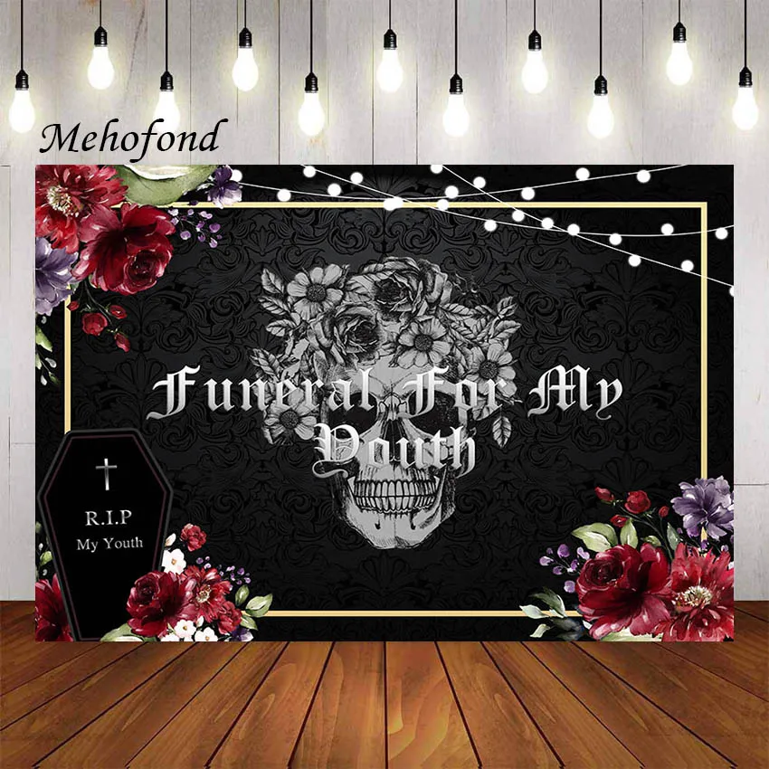 

Фон для фотосъемки Mehofond похороны для моей молодежной тематики с черепом моих двадцати черный день рождения Фотостудия