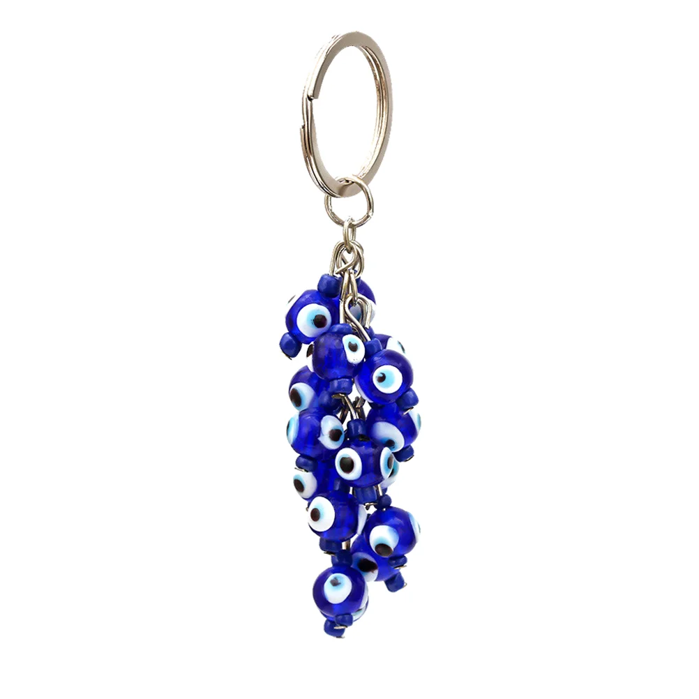

Ethnic Style Metal and Glass Key Chain with Eye Bead Pendant Birthday Xmas Gift