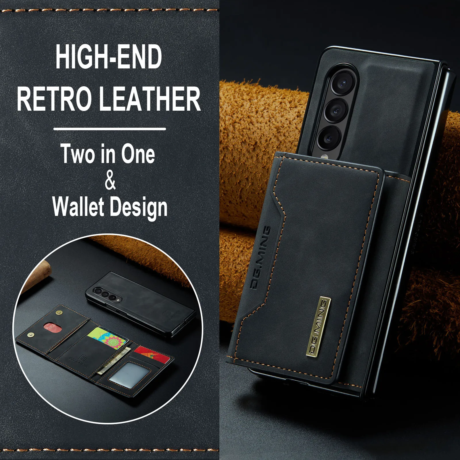 

Luxury Leather Wallet Folding Case for Samsung Galaxy Z Fold4 Fold 4 Fold3 Fold 3 5G ZFold4 Card Slot Business Phone Bag