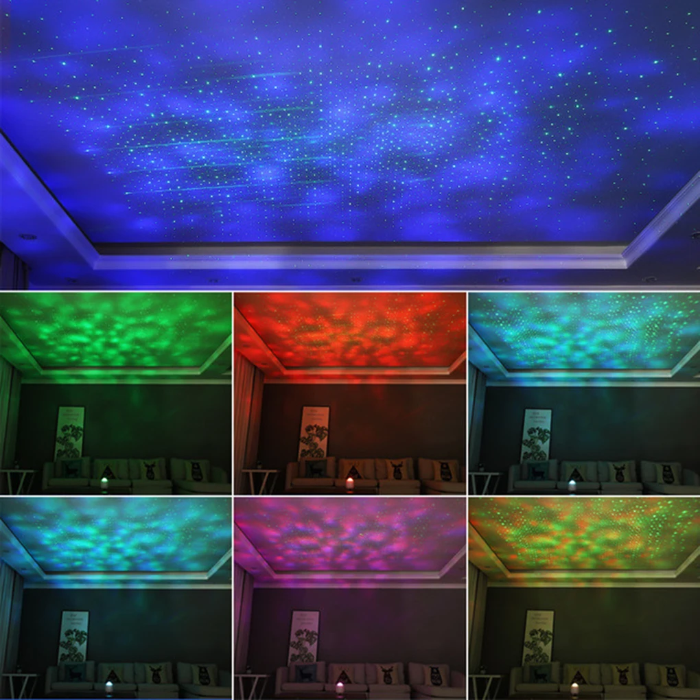 

Цветной светодиодный проектор звездного света вращающийся ночной Светильник Гипсофила Bluetooth музыка USB небула лампа звездное небо галактик...