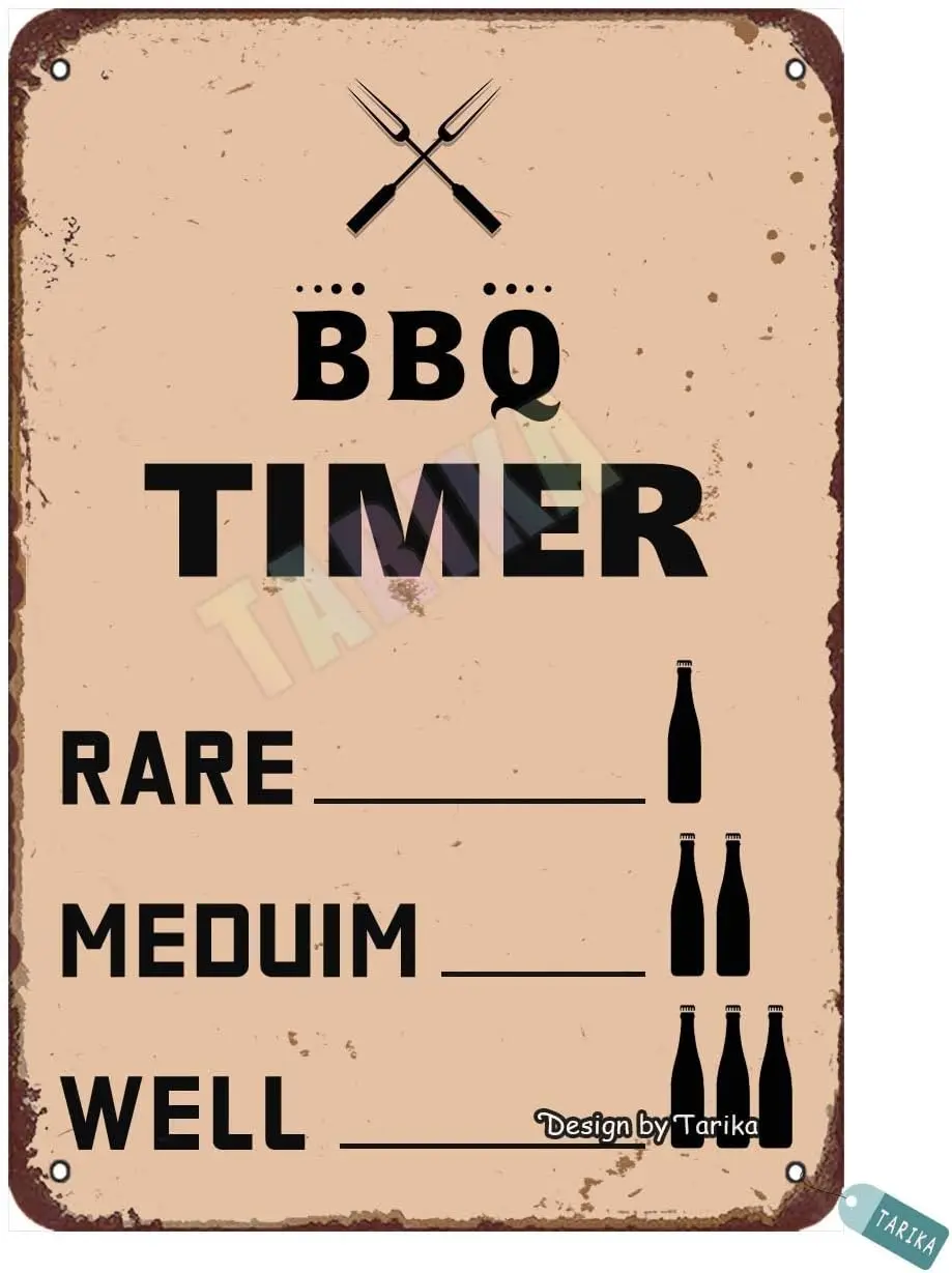 

BBQ Timer Beer for Bar,Man Cave,Kitcken,Dining Room,Outdoor,Restaurants, Pubs Metal Vintage Tin Sign Wall Decoration 12x8 inches