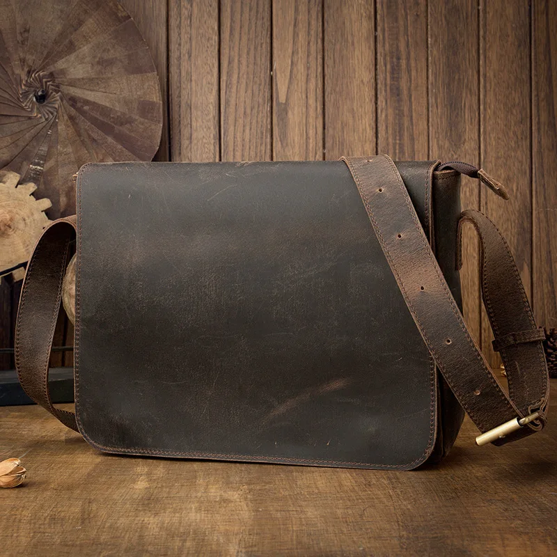 

Crazy Horse Bag Messenger Laptop Vintage Bags Men's Leather Cover Computer Bag Briefcases Bags Office Leather Men Men's Bags