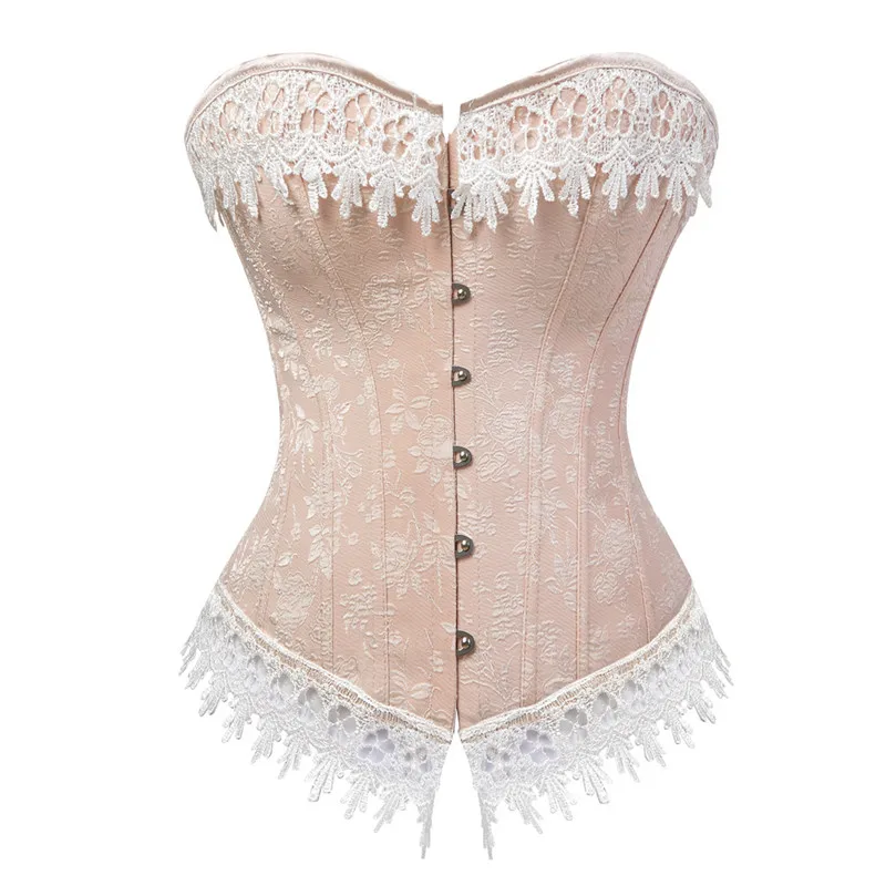 Corsets and Bustiers Vintage Style Overbust Corset Floral Lace Top Corselet  Sexy Lingerie Vintage Victoriano Fashion Ladies