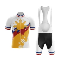 2022 team philippines summer mens short sleeve cycling jersey and bib shorts suit