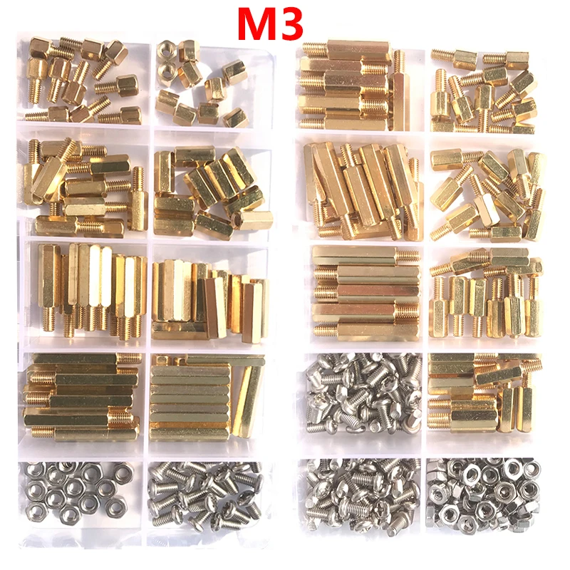 

M3 Hex Brass Standoff Spacer Male Female with Screw Nut PCB Motherboard Standoff Thread Pillar Mount Spacer Bolt Assortment Kit