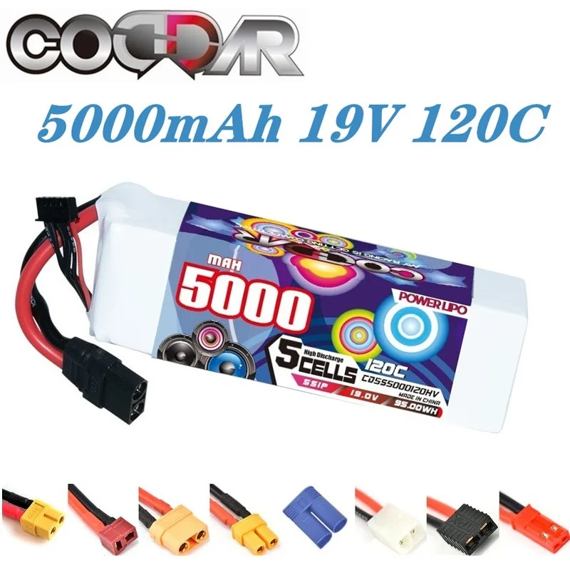 

Литий-полимерный аккумулятор CODDAR 5000 мАч 5S 120C 19 в для FPV модели беспилотного летательного аппарата с прикрепленным крылом 19 в, литиевая батарея для беспилотных летательных аппаратов