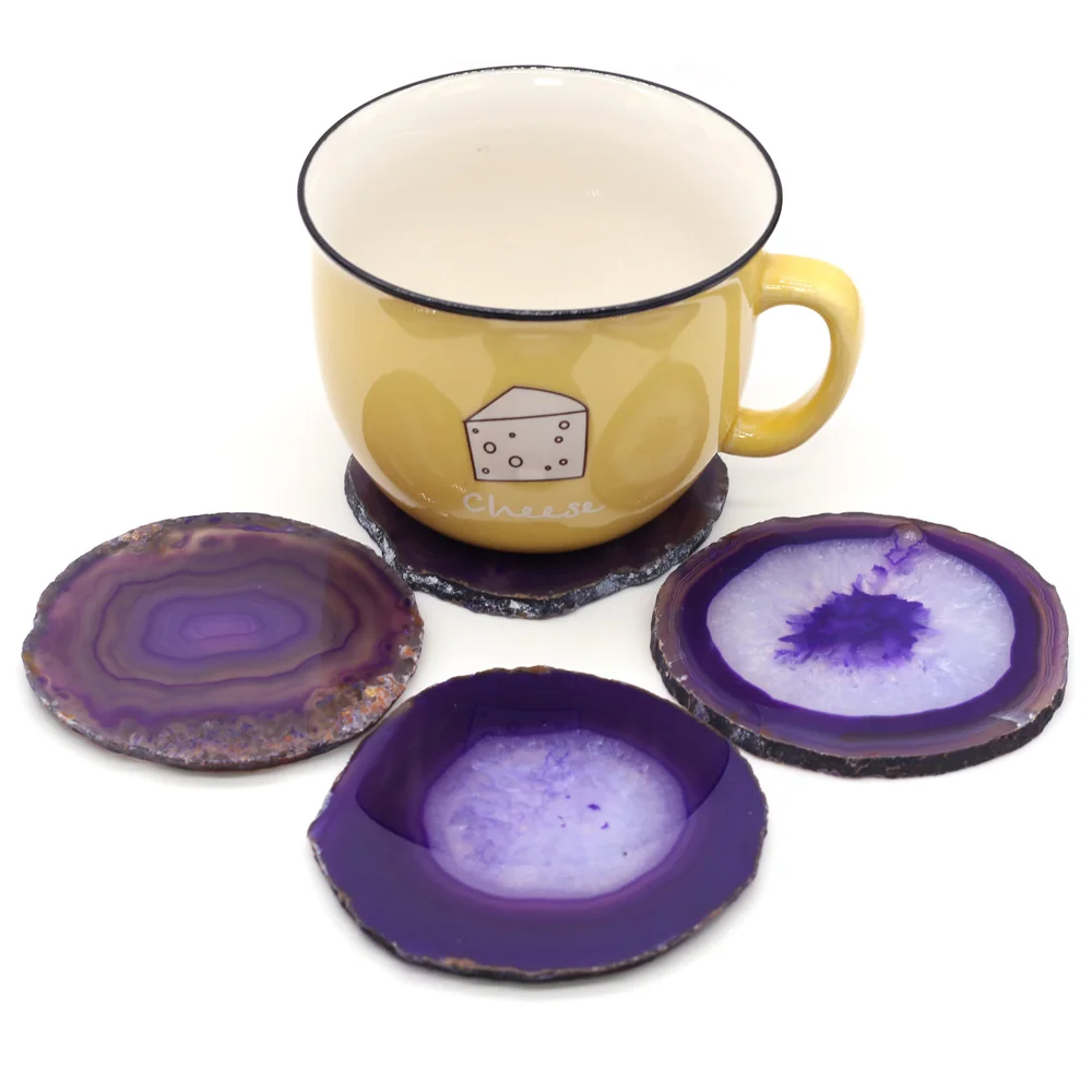 

Natural Stone Agates Slice Coaster Cup Mug Drink Holder Pad Nail Palette For Jewelry Exhibit Making Accessories Gems Gift70-80mm