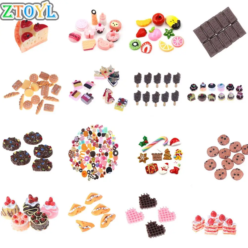 

1/3/5/6/10pcs Mini Play Toy Fruit Food Cake chocolate Fruit Biscuit Donuts Miniature For Dolls Accessories Kitchen Play Toys