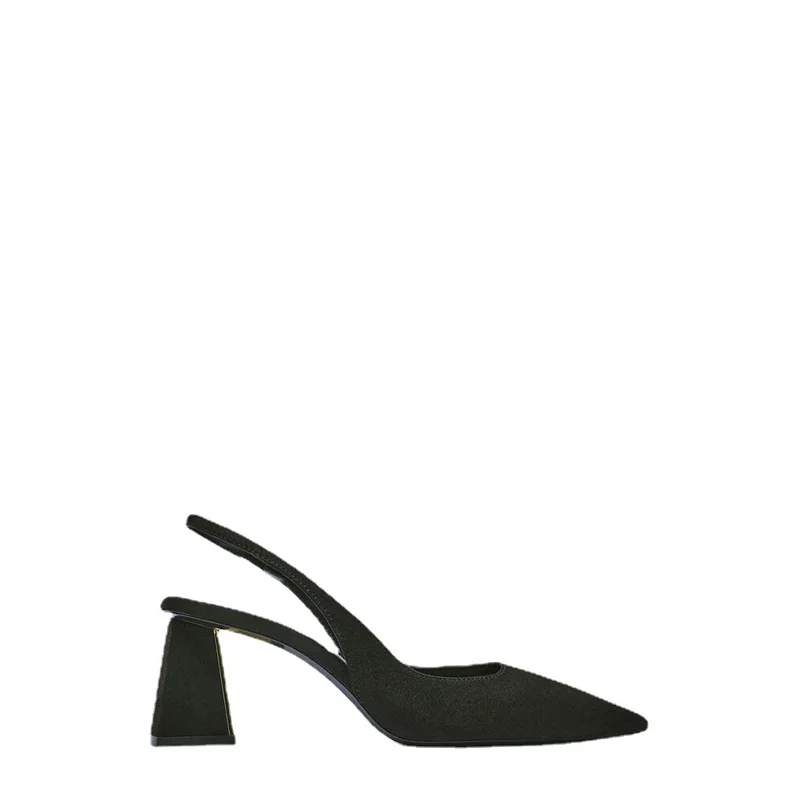 TRAF Black Heeled Heels Women Pumps 2022 Office Lady Heels Pointed Toe Mules Elegant Party Female Pumps Luxury Brand Woman Shoe