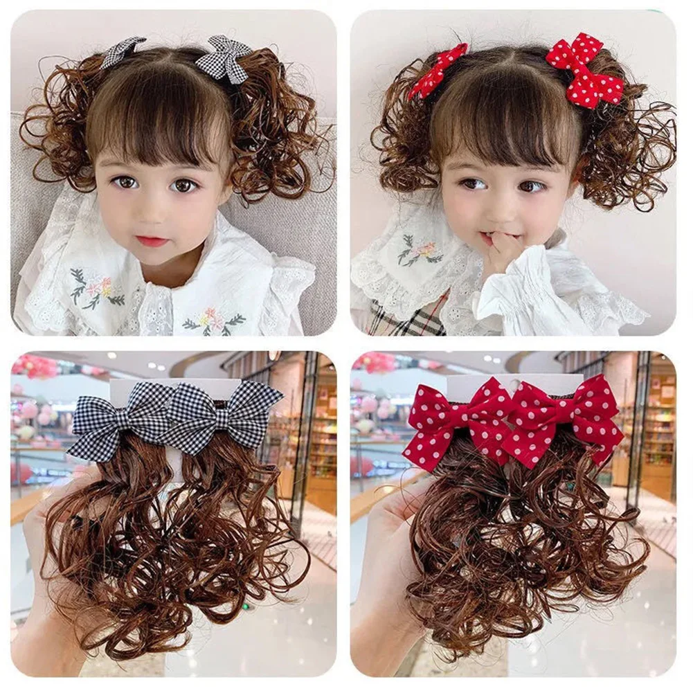 

Western-style children's wig curly girl baby hairpin JK bow hair accessories pair clip cute princess shape clip hairpin