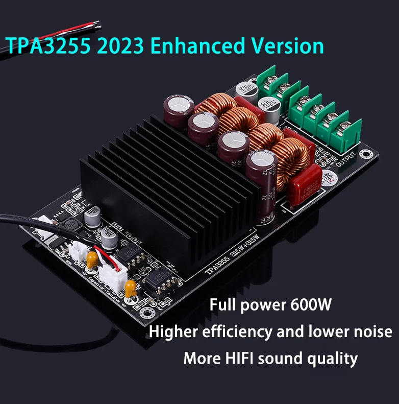 Фото Плата усилителя BRZHIFI Factory SAMP-100 TPA3255 2x300W 600W высокой мощности, цифровая, класса D, алюминиевая, Hi-Fi, 2-канальная, 150W №4