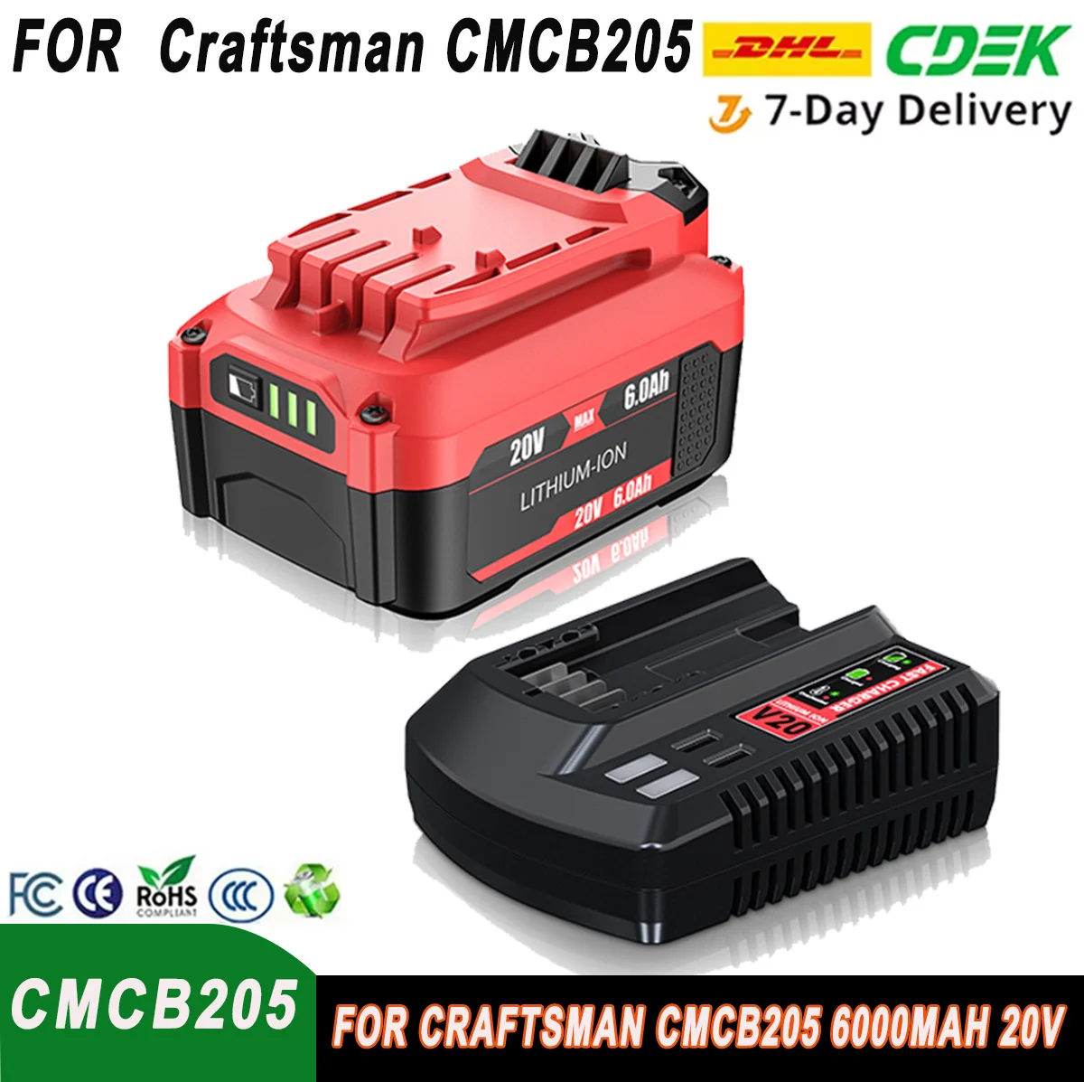Для Craftsman CMCB205 6000 мАч 20 В литиевая батарея для CMCB204 CMCB206 CMCB202 CMCB201 аккумулятор
