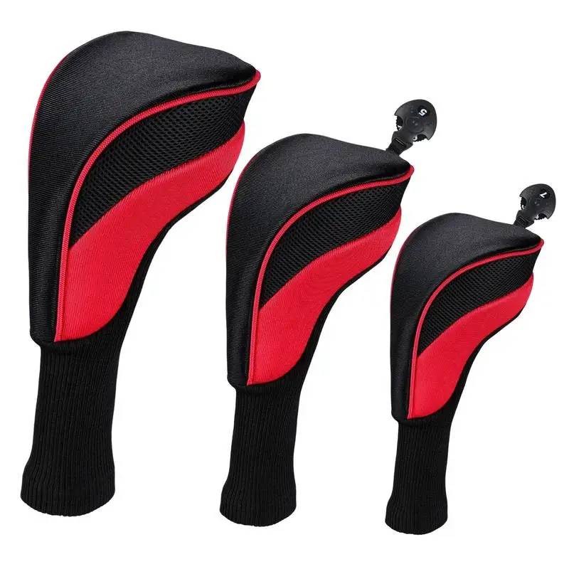 

Golf Head Covers Dustproof Head Covers For Golf Clubs 3Pcs Golf Accessories Knitted Wood Club Cover Thick Sponge Liner Lining
