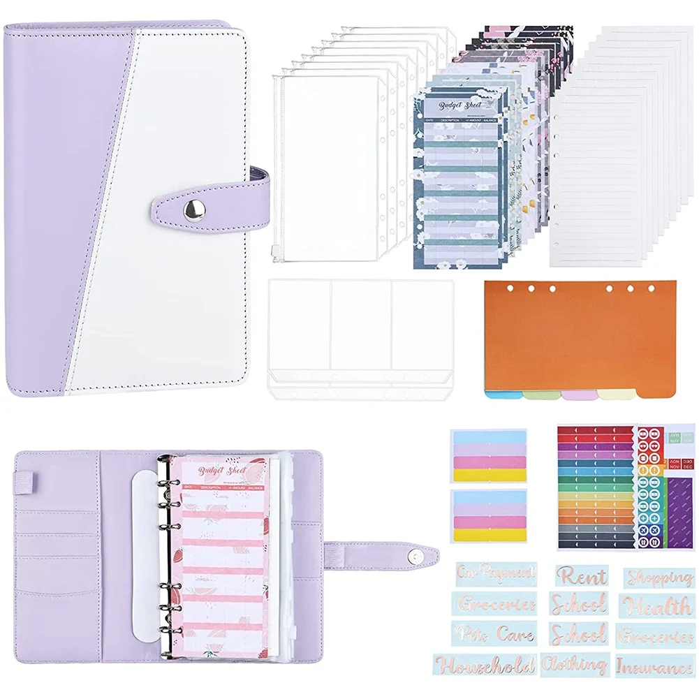 

6 Holes Loose-Leaf Notebook, A6 Binder Budget Notebook Ring Binder Binder for Schools, Offices, Travel and Families D