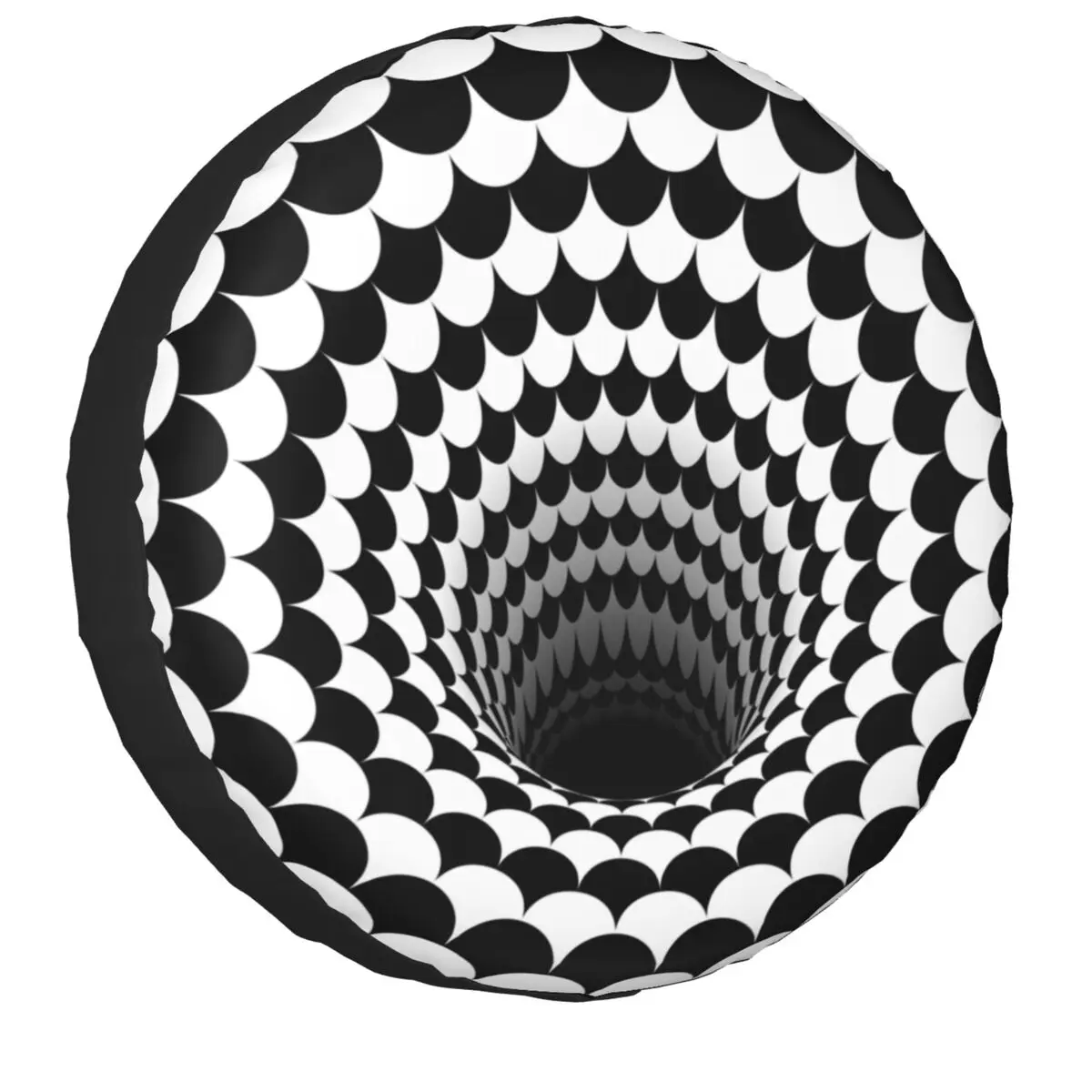 

Optical Illusion Black Hole Scales Spare Tire Cover Case for Pajero Geometry Black And White Car Wheel Protectors Accessories