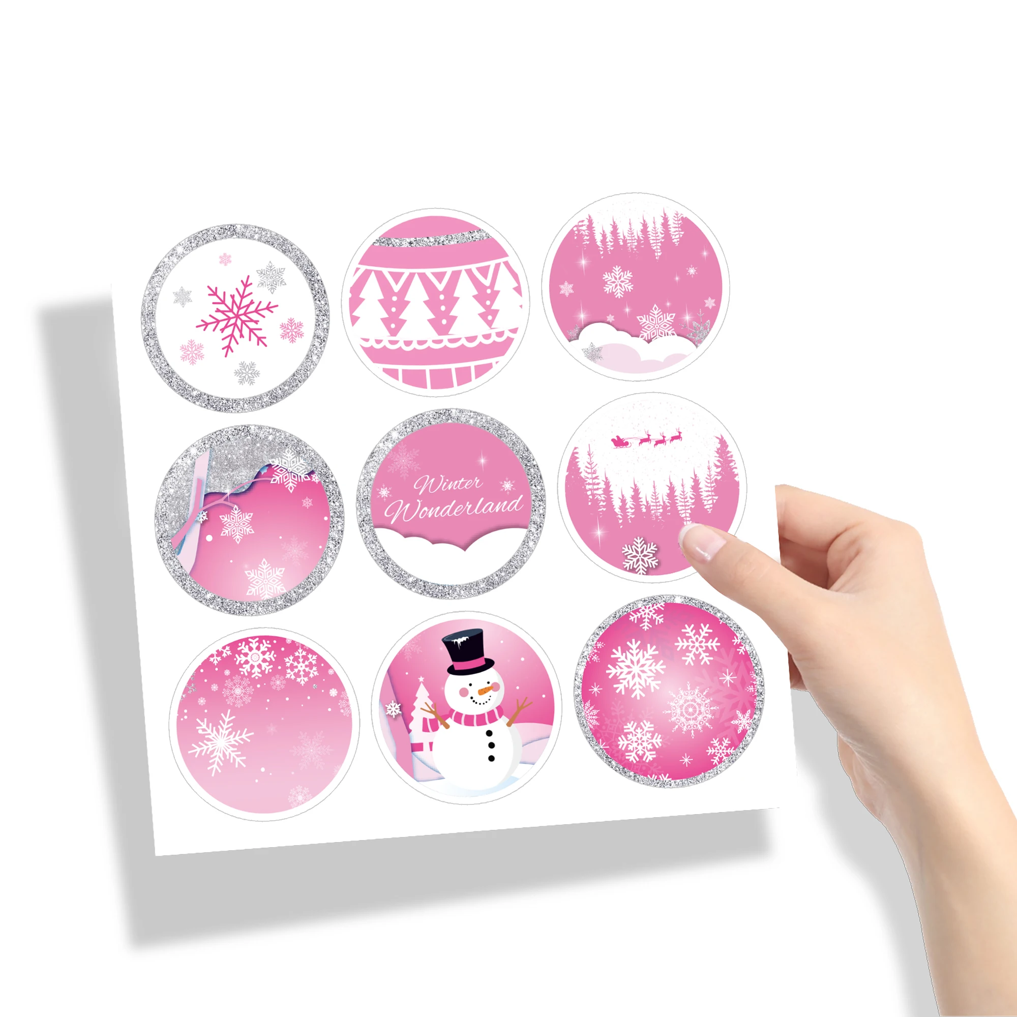 

KK202 180pcs Winter Snowflake Christmas Baby Birthday Party PVC Stickers for Gift Sealing Labels Baking Candy Box Decorations