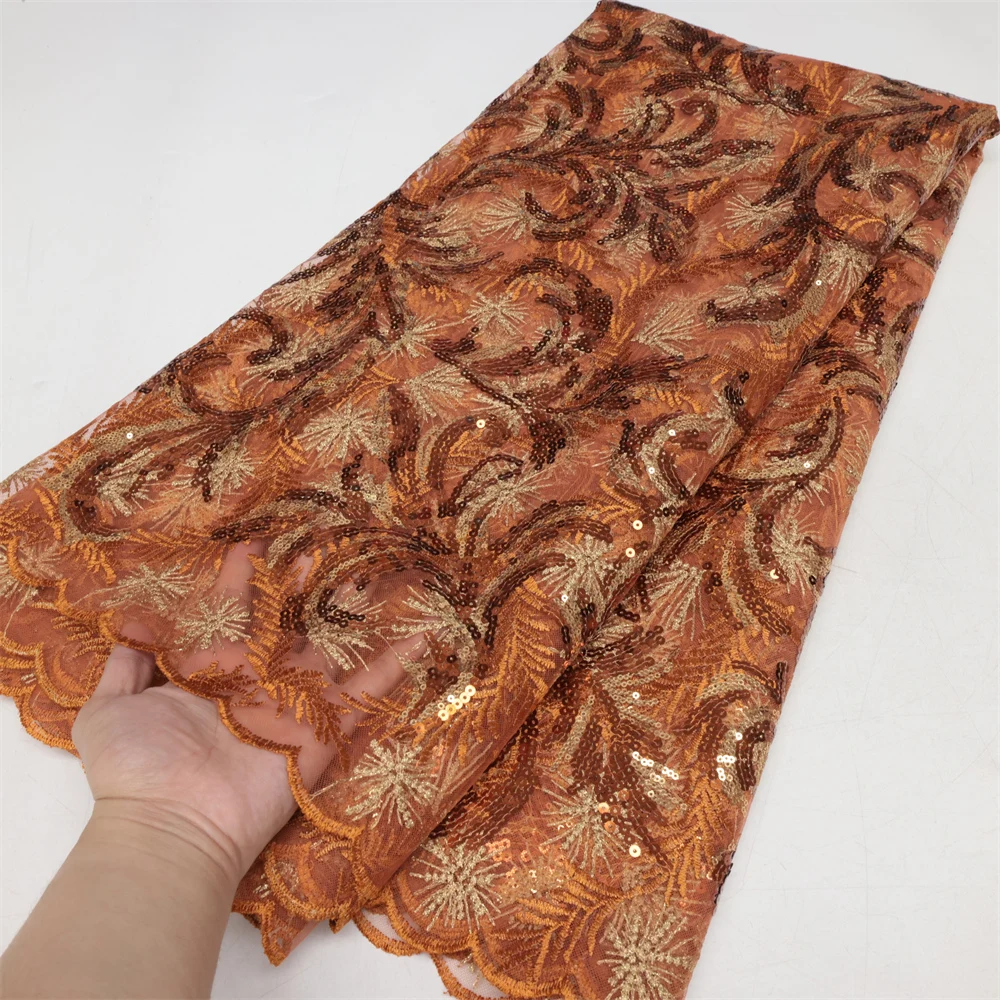 

African Sequins Beaded Lace Fabric 2023 High Quality Lace Material French Nigerian Wedding Lace Fabrics For Party Sewing PL2781