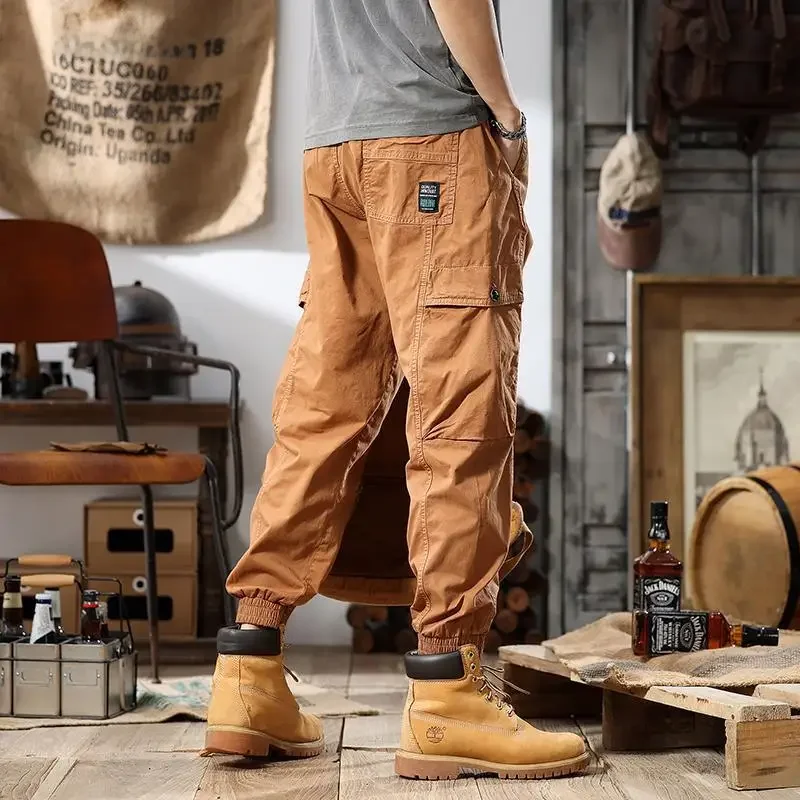 Тяжелые винтажные рабочие брюки в американском стиле мужские летние свободные