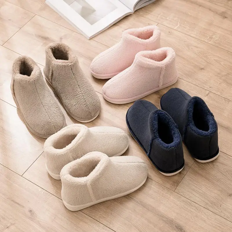 Warm Plush Winter Shoes Women Men Indoor Slippers Anti-slip Soft Fur Lovers Home Floor Cotton Slipper Female House Shoes