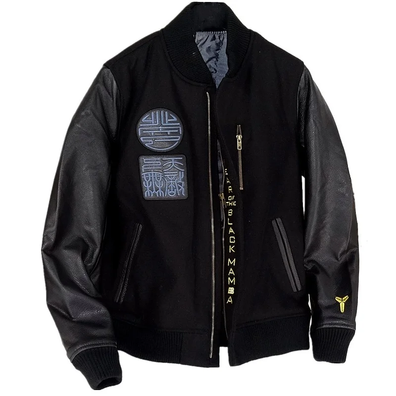 

Genuine Cowhide Jacket Men's Embroidered Real Cowhide Baseball Leather Jacket Fashion Cowhide Coat Male