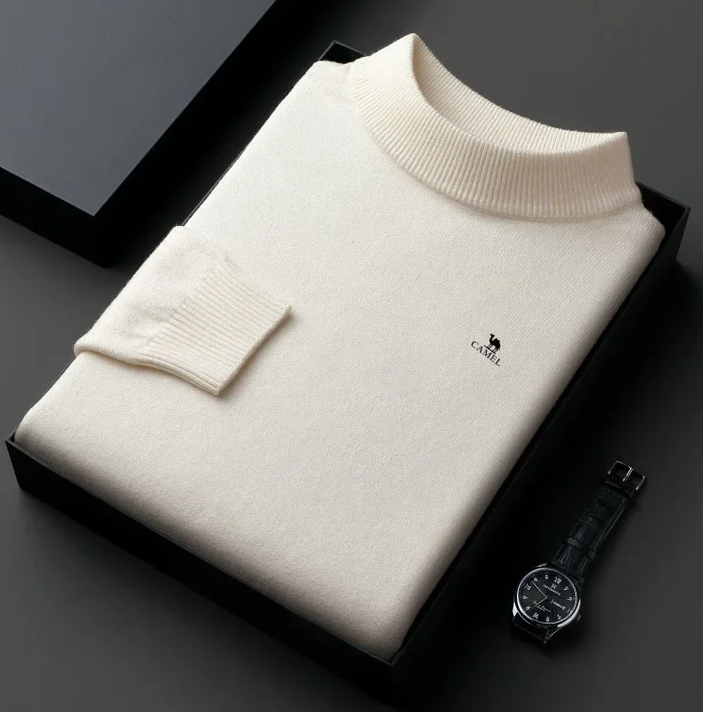 Осенне-зимний вязаный свитер мужской 2024 новый пуловер однотонная рубашка