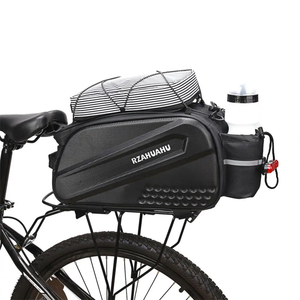 

Portable Rear Seat Bag Oblique Span Hard Shell Bag Reflective Printing Leather Rear Shelf Bag Bicycle Bag Waterproof Black 10l