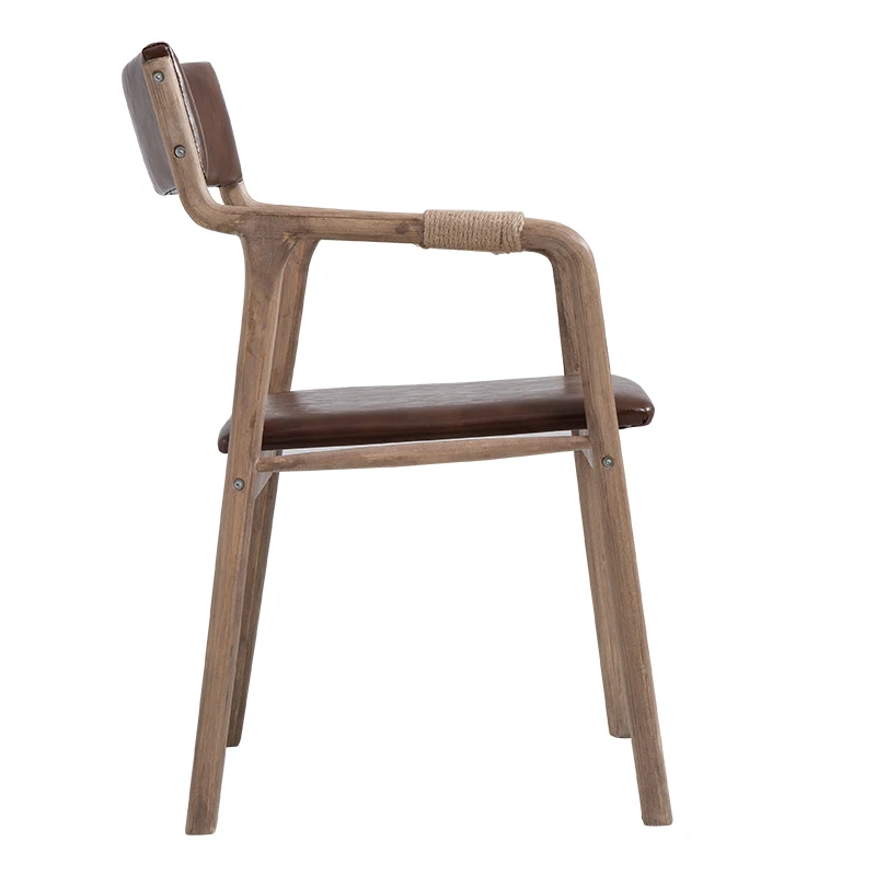 

Solid wood curved wood walnut color Retro Modern simple household dining chair backrest armchair office desk leisure chair