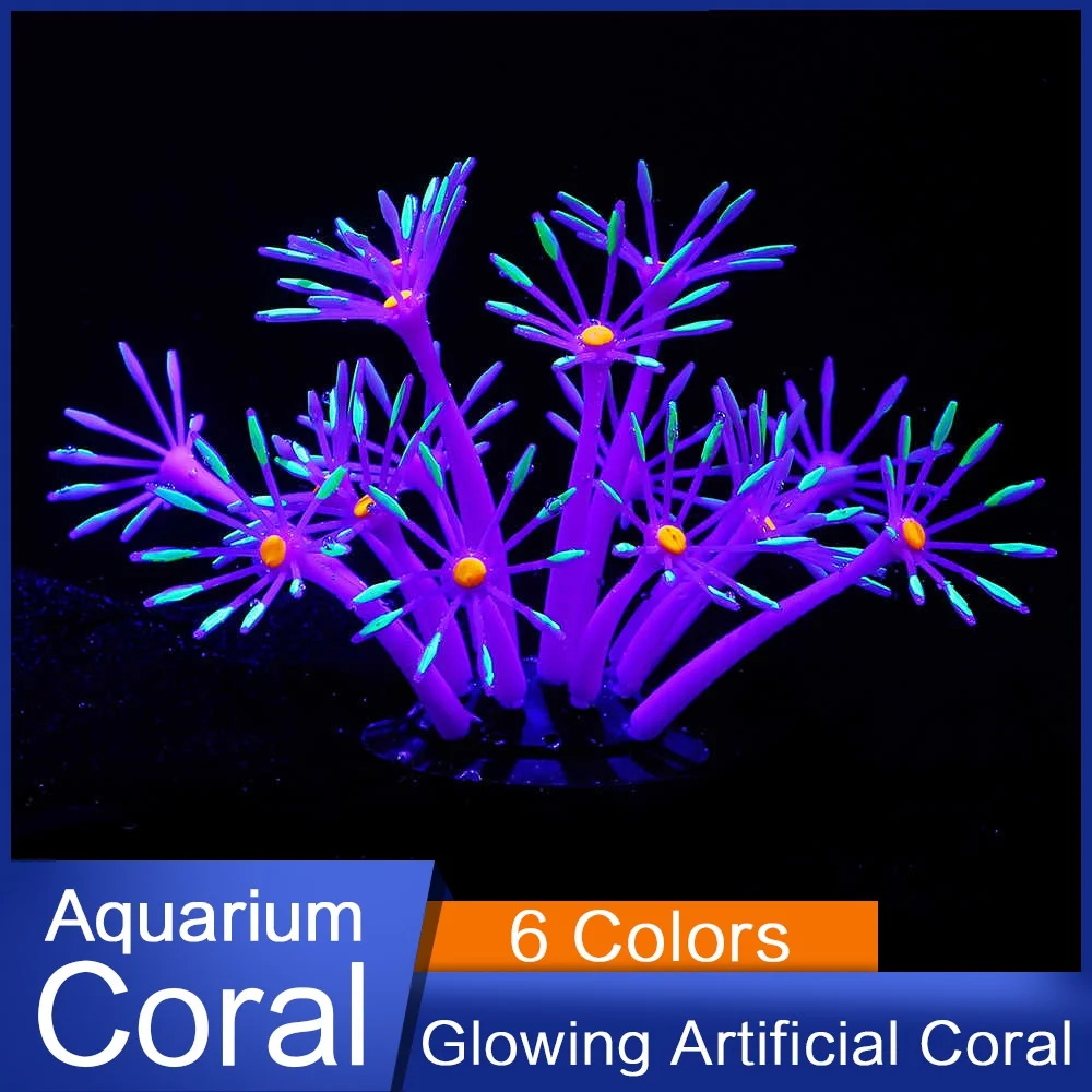 

Aquarium Glow Decorations Artificial Glowing Effect Coral Seaweed Plants Landscape Ornaments Decor for Fish Tank Decorations