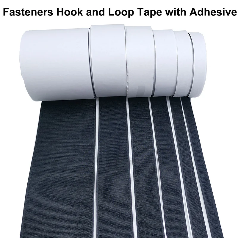 5M/Pairs Self Adhesive Hook and Loop Tape Fastener Strips Interlocking Nylon Fabric Hook Loop Sticky Tape for DIY Craft 16-50mm