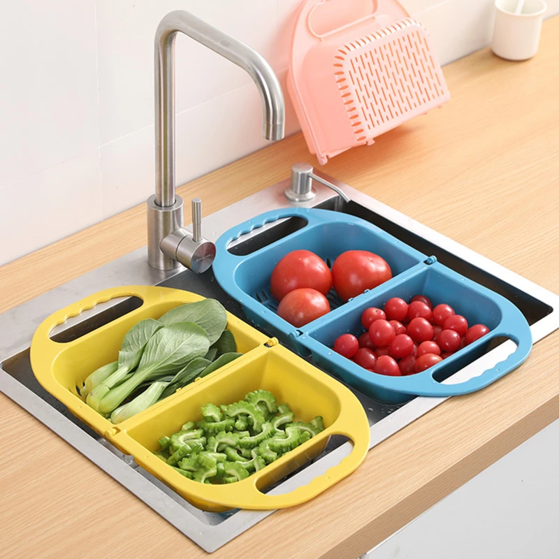 Foldable Plastic Fruit Vegetable Washing Basket Sink Drain Bowl Dish Plate Tableware Storage Holder Kitchen Organizer Supplies |